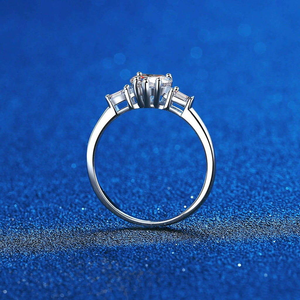 Floral Cluster Moissanite Ring with CZ blue background product view