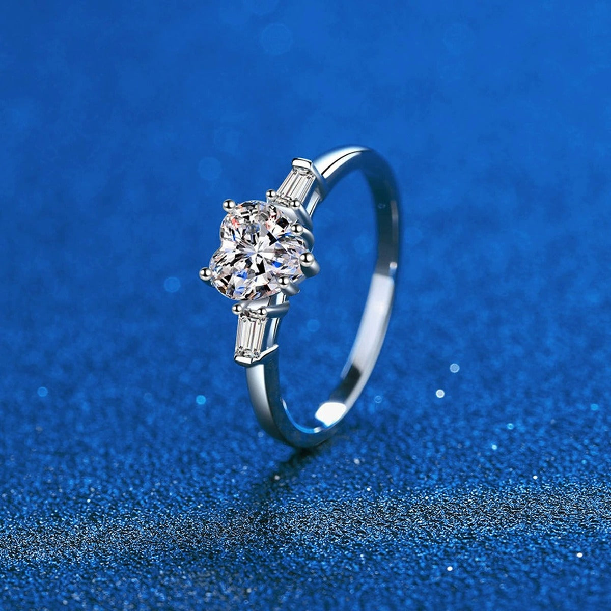 Floral Cluster Moissanite Ring with CZ blue background product view
