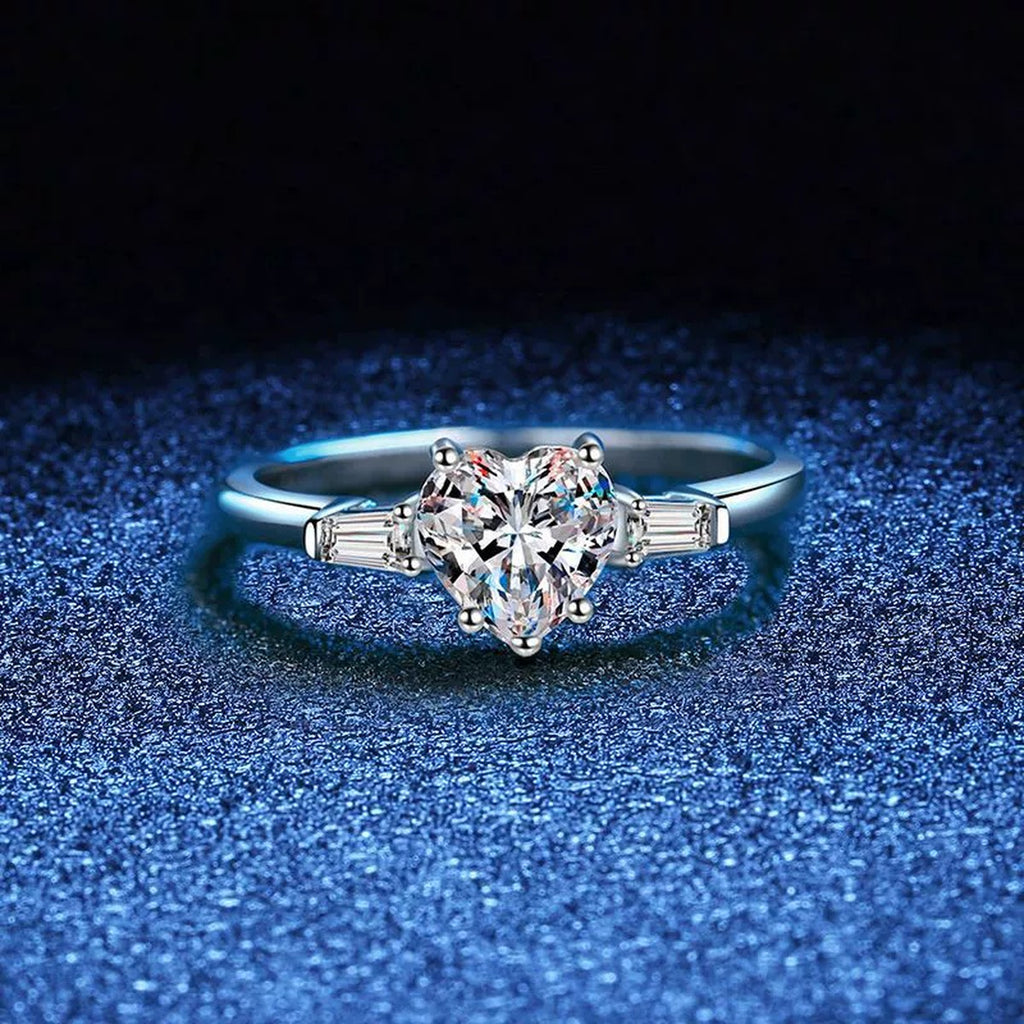 Floral Cluster Moissanite Ring with CZ blue background product view