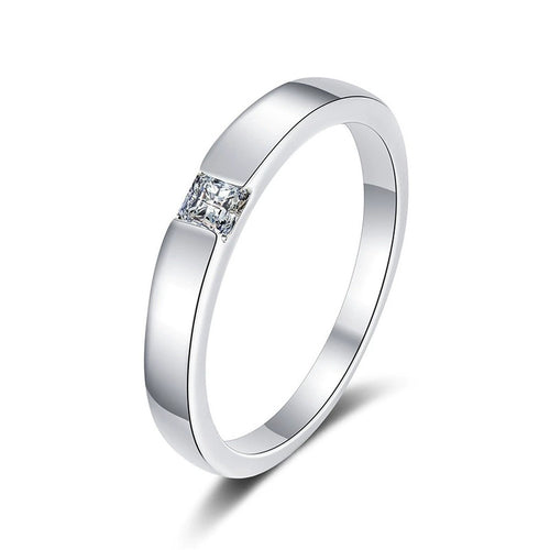 Bezel Moissanite Band Ring with CZ white background product image