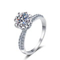 Round Halo Moissanite Engagement Ring with CZ white background product image