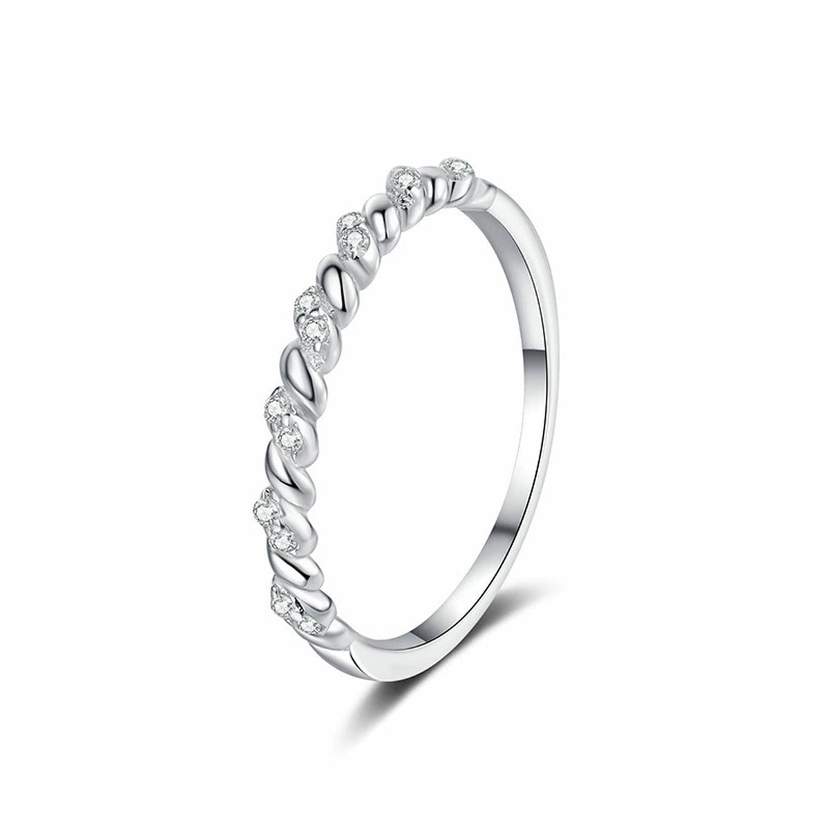 Twisted Moissanite Band Ring white background product image