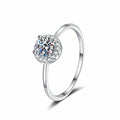 Round Moissanite Solitaire Ring with CZ white background product image