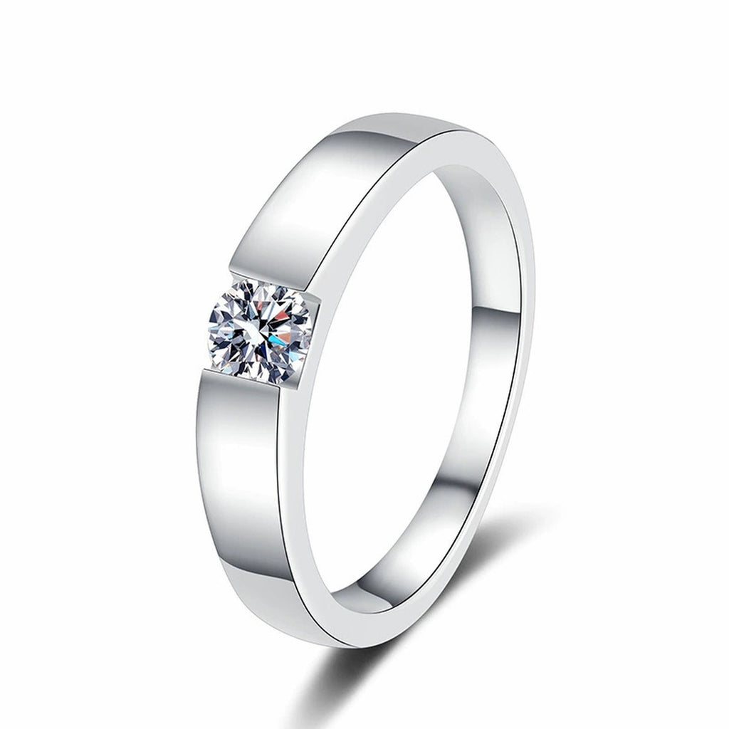 Bezel Set Moissanite Band Ring with CZ white background product image