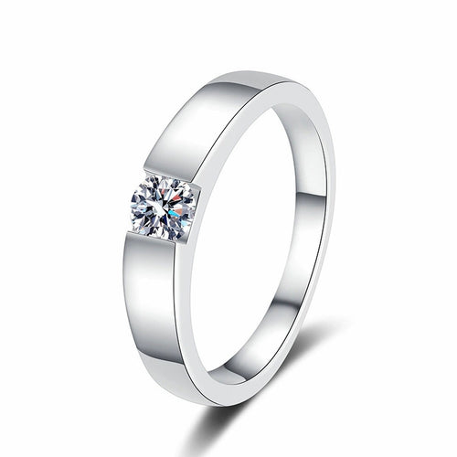 Bezel Set Moissanite Band Ring with CZ white background product image