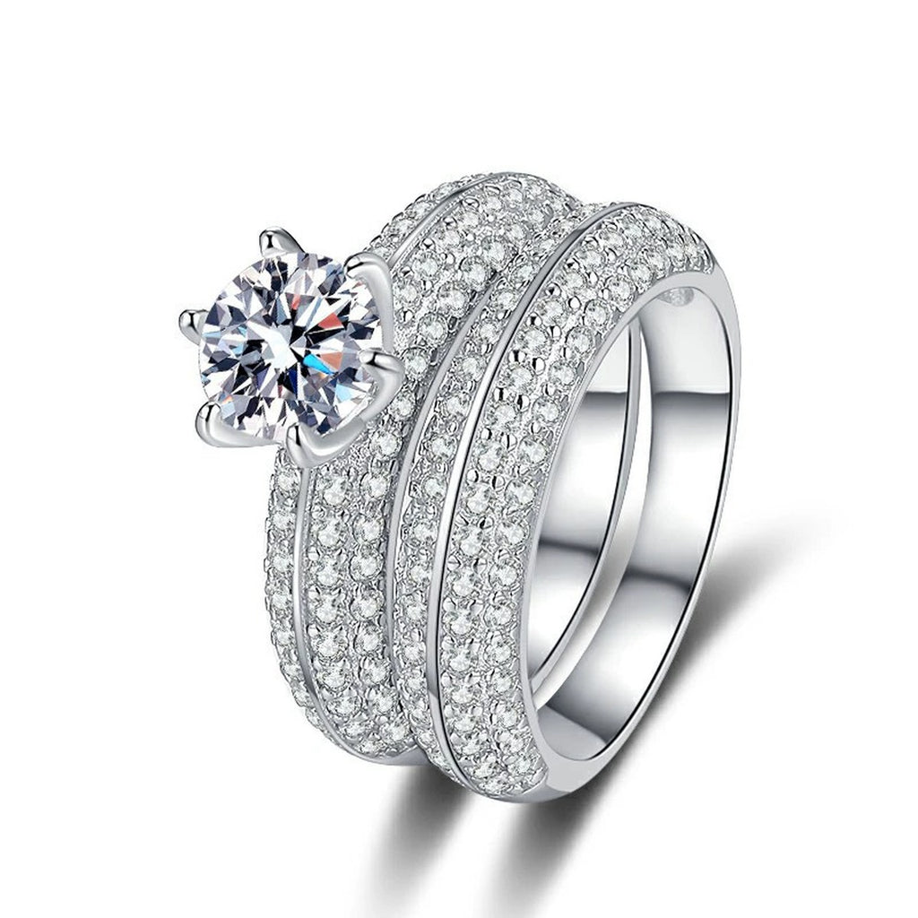 Stackable Moissanite Ring Set with CZ white background product image