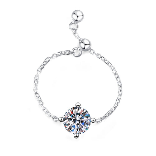 Adjustable Chain Moissanite Ring white background product image