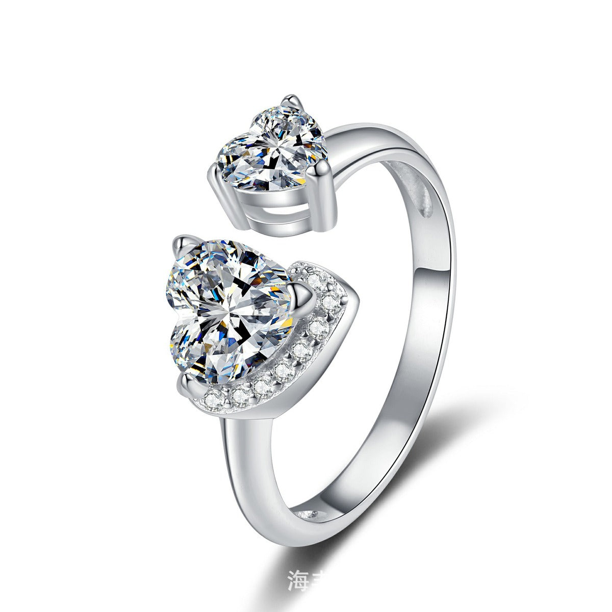 Adjustable Toi et Moi Moissanite Ring with CZ white background product image