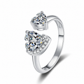 Adjustable Toi et Moi Moissanite Ring with CZ white background product image
