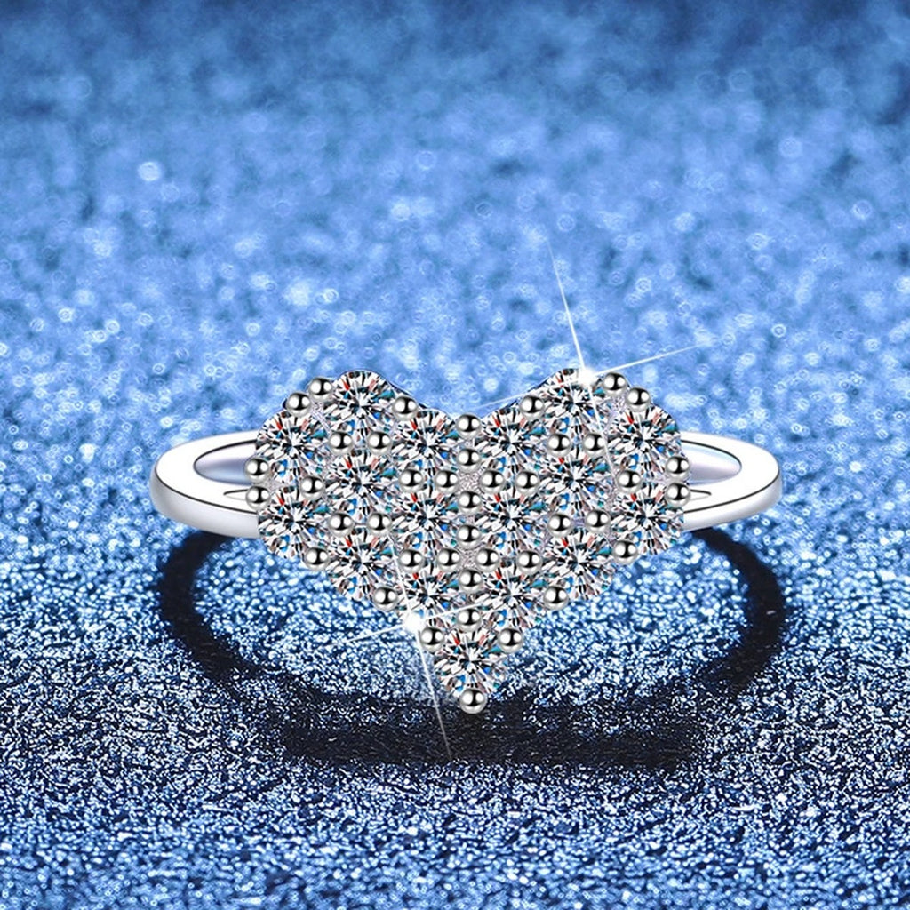 Floral Cluster Moissanite Ring blue background product view