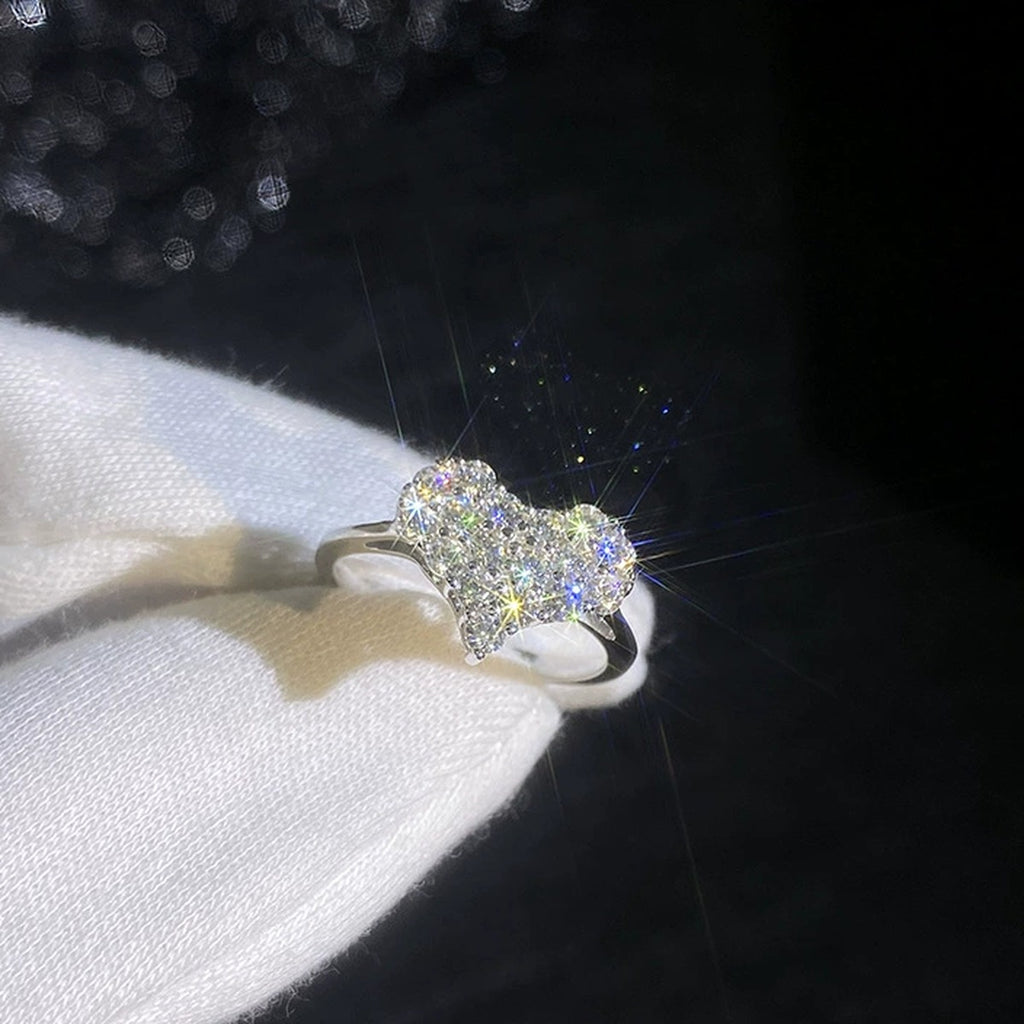 Floral Cluster Moissanite Ring dark background detail view