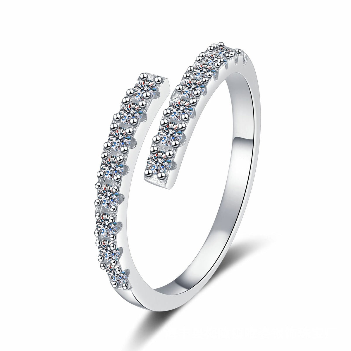 Adjustable Bypass Moissanite Band Ring white background product image