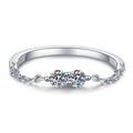 Two stone Moissanite Band Ring in White Gold-Plated S925 Sterling Silver white background product image