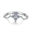 Cross Floral Moissanite Ring in White Gold-Plated S925 Sterling Silver white background product image