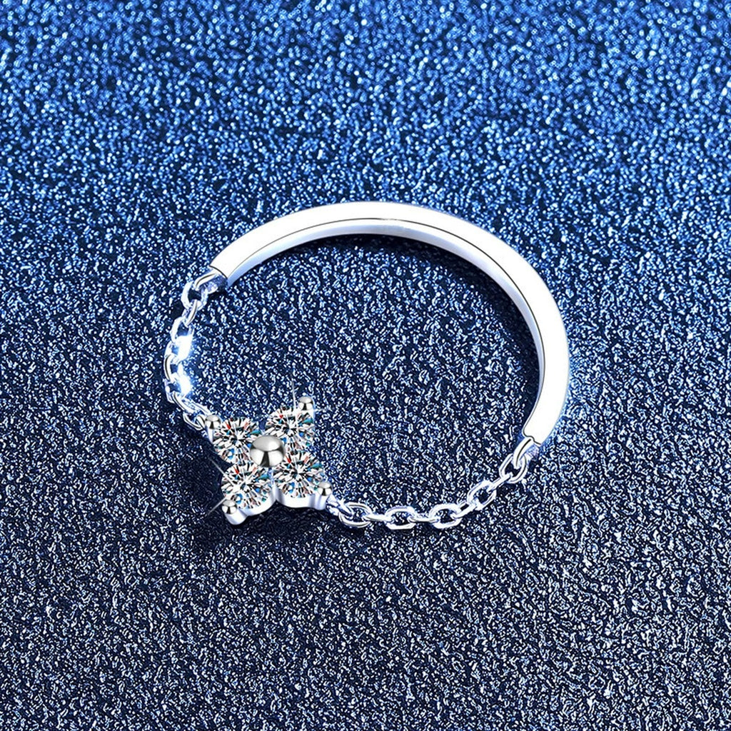 Cross Floral Moissanite Ring in White Gold-Plated S925 Sterling Silver product detail view