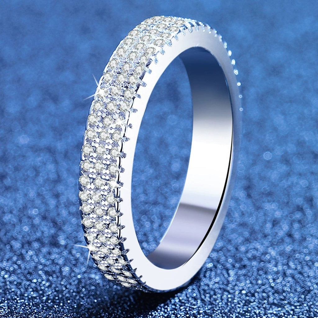Full Eternity Moissanite Band Ring in White Gold-Plated S925 Sterling Silver product detail view