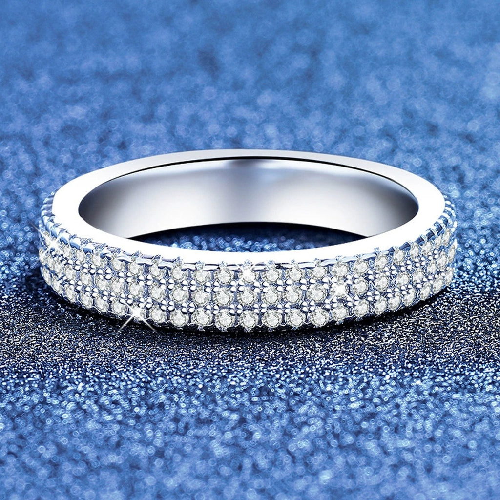 Full Eternity Moissanite Band Ring in White Gold-Plated S925 Sterling Silver product detail view