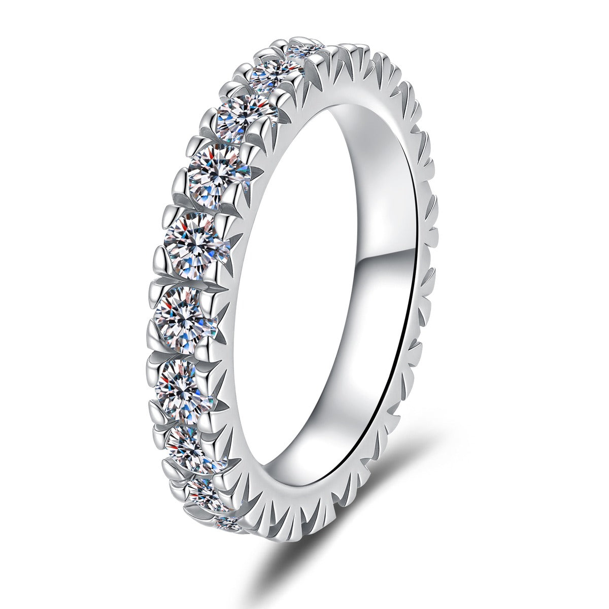 Full Eternity Round Moissanite Band Ring white background product image