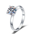 Round Moissanite Solitaire Ring in White Gold-Plated S925 Sterling Silver white background product image