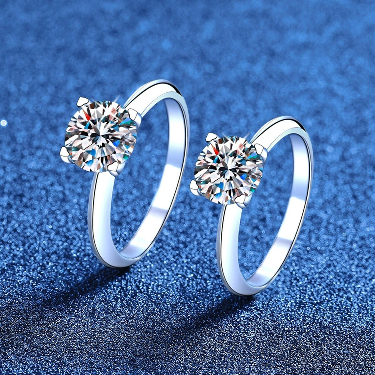 Round Moissanite Solitaire Ring in White Gold-Plated S925 Sterling Silver product detail view