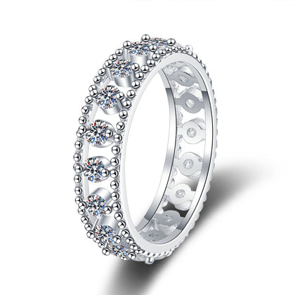 Moissanite Eternity Band Ring in White Gold-Plated S925 Sterling Silver white background product image