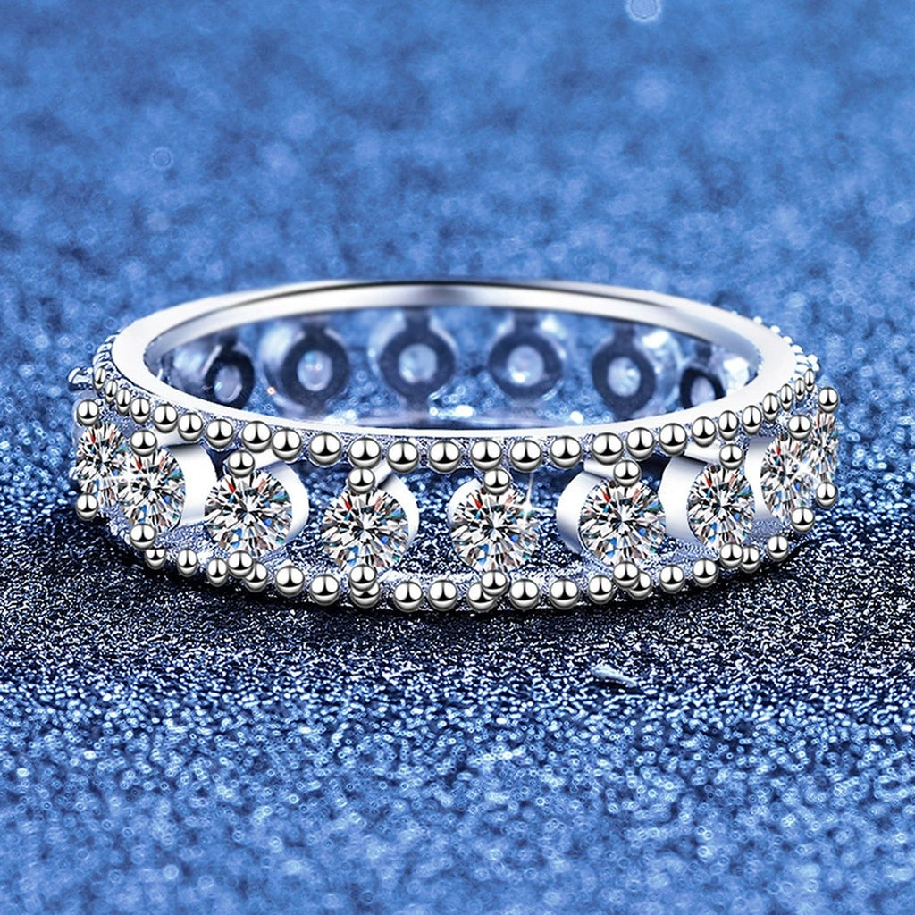 Moissanite Eternity Band Ring in White Gold-Plated S925 Sterling Silver product detail view