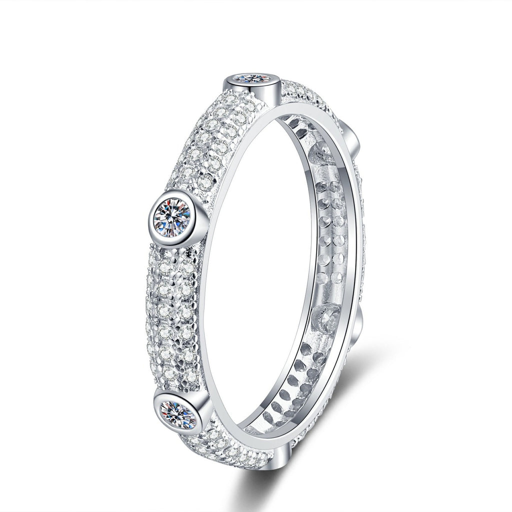 Moissanite Eternity Band Ring in White Gold-Plated S925 Sterling Silver white background product image