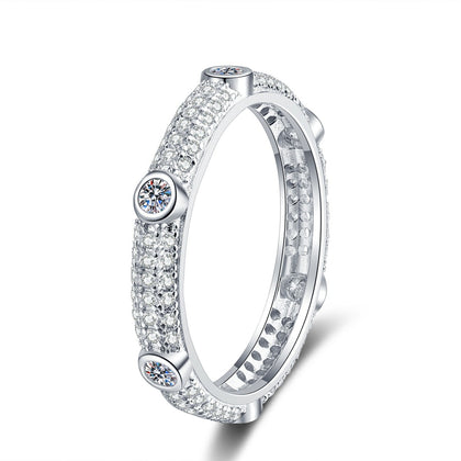 Moissanite Eternity Band Ring in White Gold-Plated S925 Sterling Silver white background product image