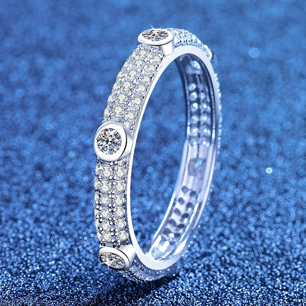 Moissanite Eternity Band Ring in White Gold-Plated S925 Sterling Silver product detail view