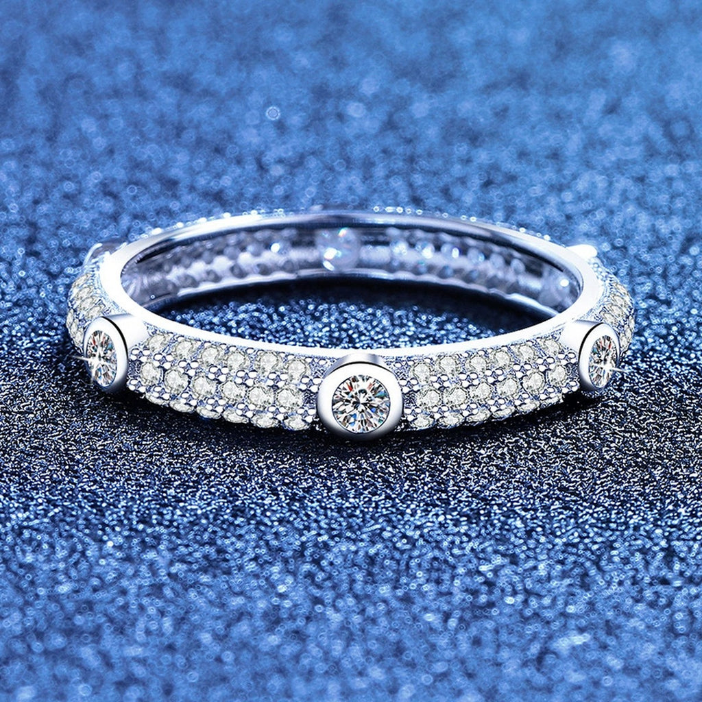 Moissanite Eternity Band Ring in White Gold-Plated S925 Sterling Silver product detail view