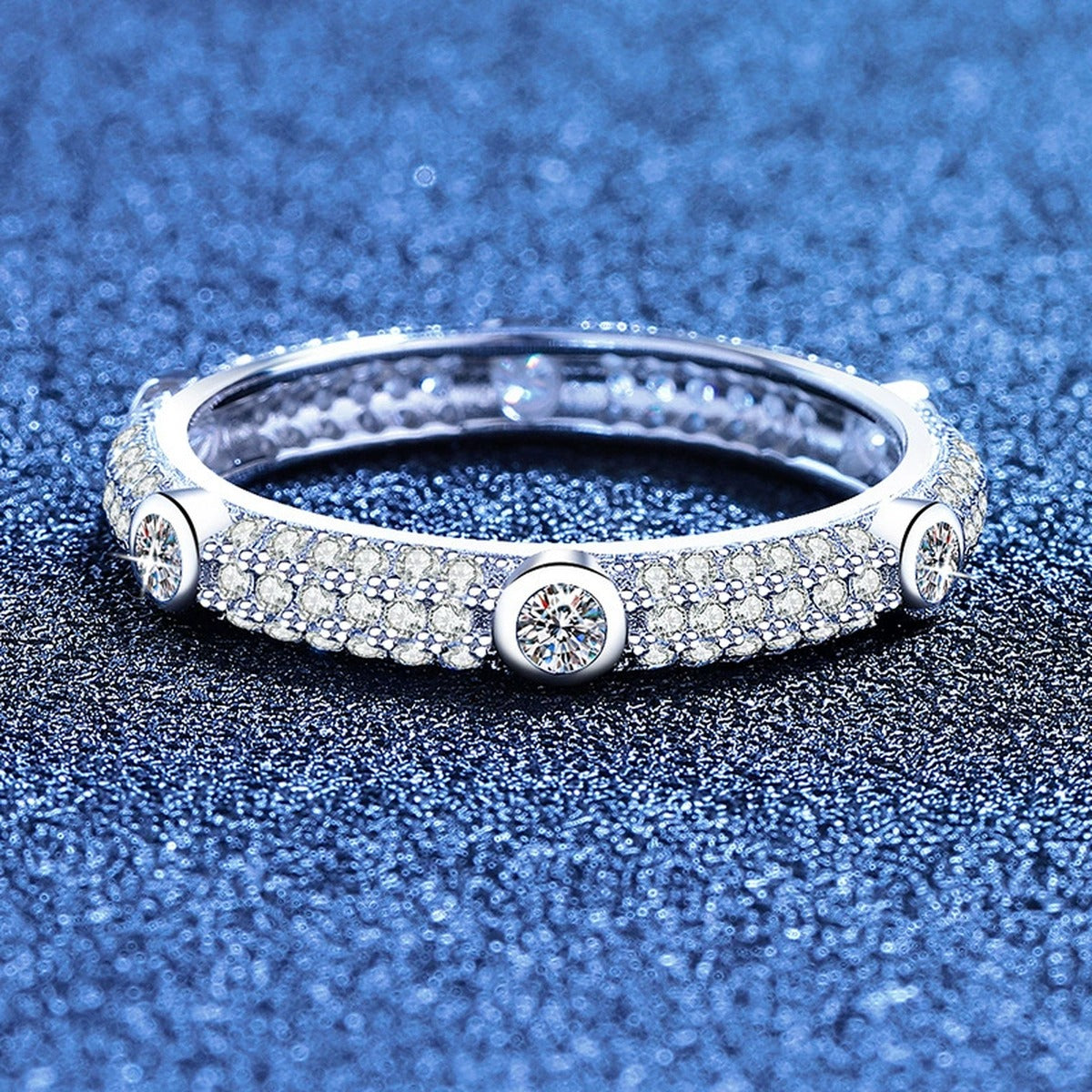 Moissanite Eternity Band Ring in White Gold-Plated S925 Sterling Silver product detail view