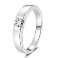 Round Moissanite Band Ring in White Gold-Plated S925 Sterling Silver white background product image