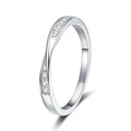 Slim Moissanite Band Ring in White Gold-Plated S925 Sterling Silver white background product image
