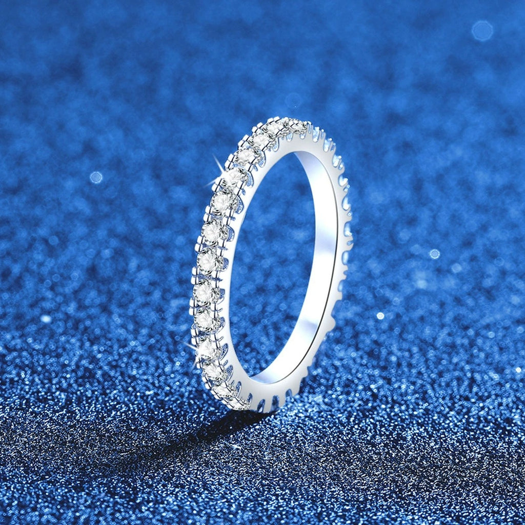 Moissanite Eternity Band Ring in White Gold-Plated S925 Sterling Silver product detail view