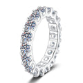 Wide Moissanite Eternity Band Ring in White Gold-Plated S925 Sterling Silver white background product image