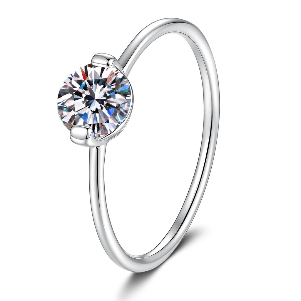 Bypass Moissanite Ring in White Gold-Plated S925 Sterling Silver white background product image