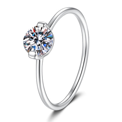 Bypass Moissanite Ring in White Gold-Plated S925 Sterling Silver white background product image