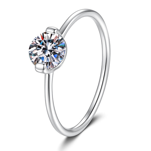 Bypass Moissanite Ring in White Gold-Plated S925 Sterling Silver white background product image
