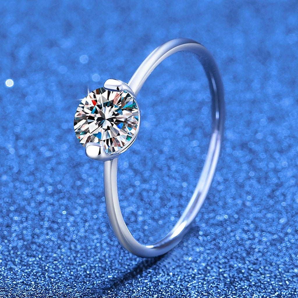 Bypass Moissanite Ring in White Gold-Plated S925 Sterling Silver product detail view