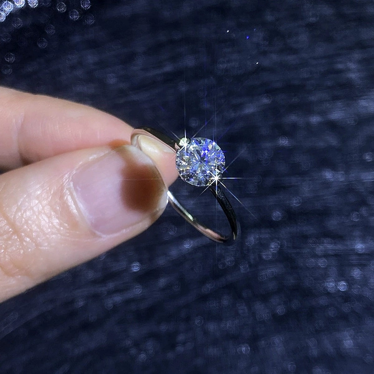 Bypass Moissanite Ring in White Gold-Plated S925 Sterling Silver product detail view