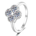 Floral Cluster Moissanite Ring in White Gold-Plated S925 Sterling Silver white background product image