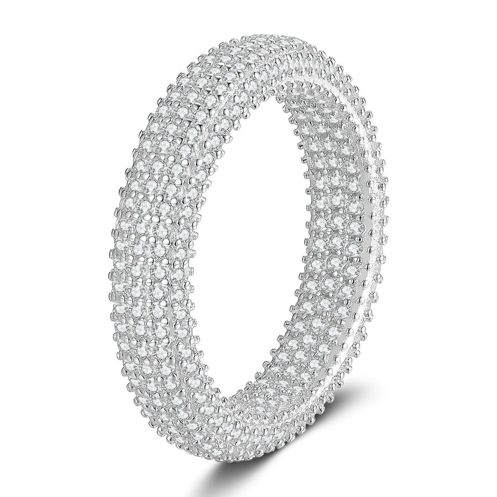 Full Moissanite Eternity Band Ring in White Gold-Plated S925 Sterling Silver white background product image