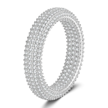 Full Moissanite Eternity Band Ring in White Gold-Plated S925 Sterling Silver white background product image