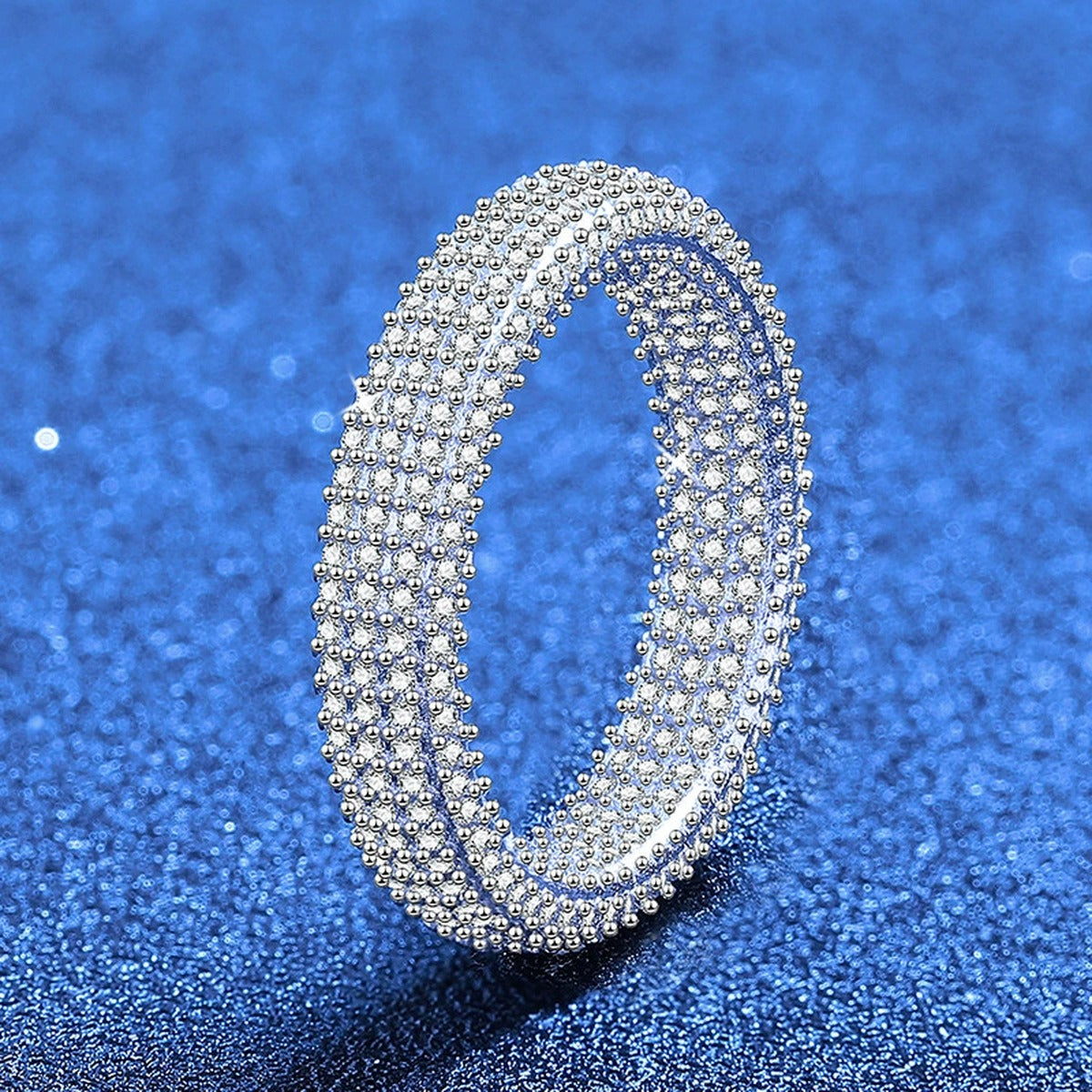 Full Moissanite Eternity Band Ring in White Gold-Plated S925 Sterling Silver product detail view