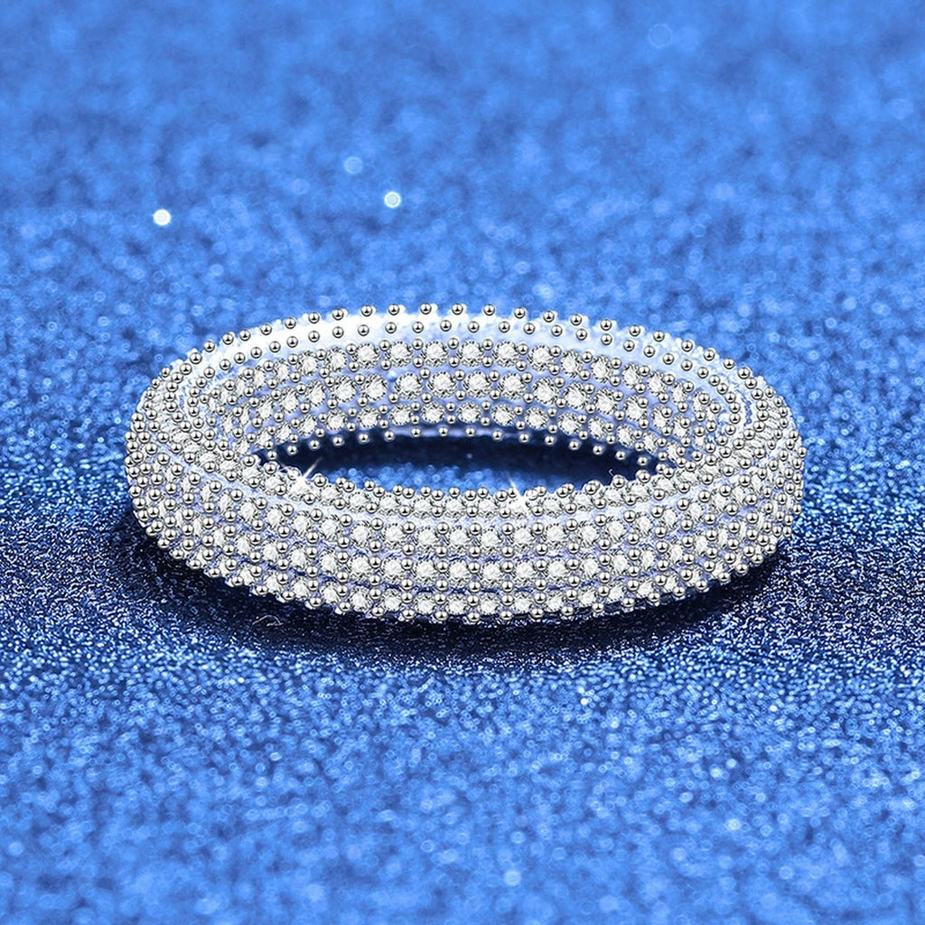 Full Moissanite Eternity Band Ring in White Gold-Plated S925 Sterling Silver product detail view