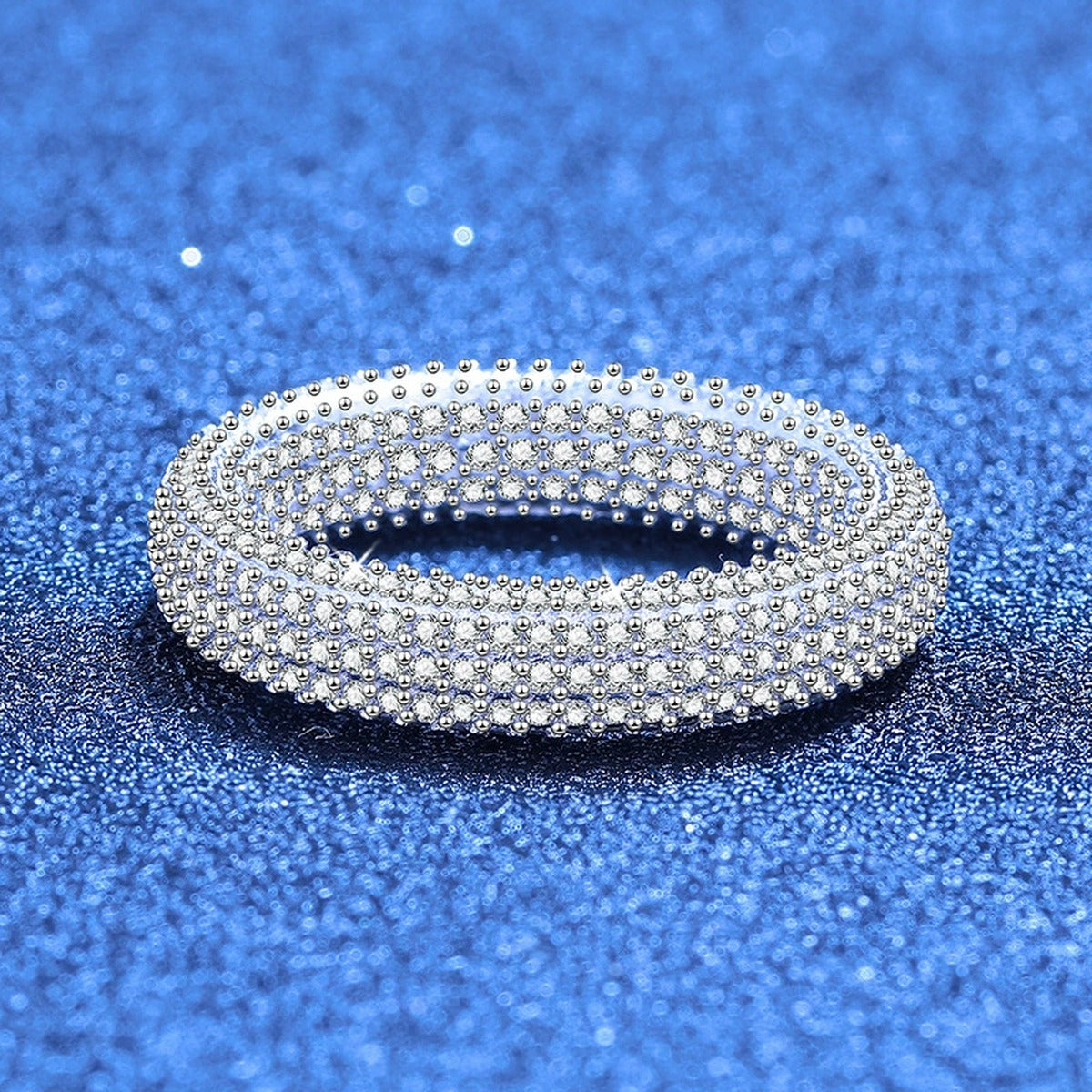 Full Moissanite Eternity Band Ring in White Gold-Plated S925 Sterling Silver product detail view