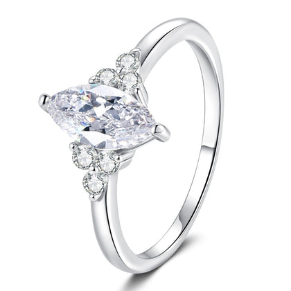 Marquise Moissanite Ring with CZ white background product image