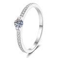 Slim Moissanite Ring with CZ in White Gold-Plated S925 Sterling Silver white background product image