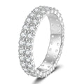 Wide Moissanite Eternity Band Ring in White Gold-Plated S925 Sterling Silver white background product image