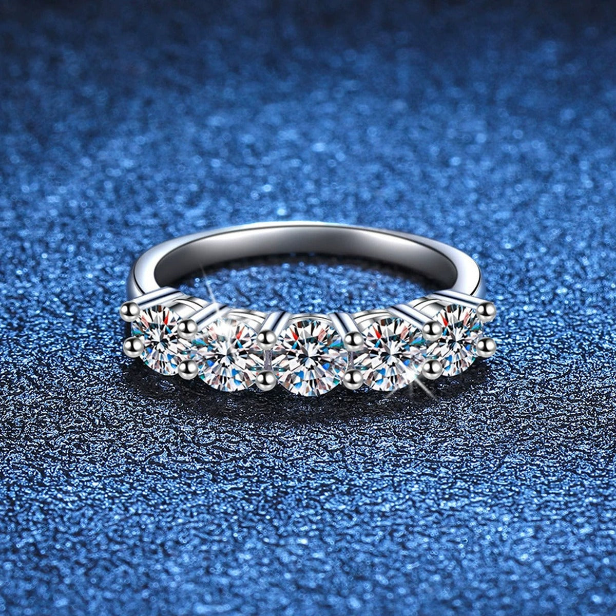 Round Moissanite Eternity Band Ring close-up product detail view